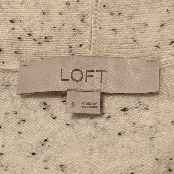 NWOT - LOFT Ribbed Knit Cream Marine Navy Speckled Open Pocket Cardigan … - Picture 2 of 11